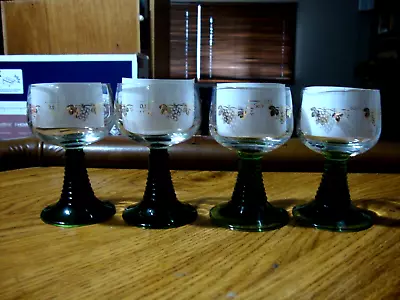 Schmitt Sohne Germany Roemer Wine Glasses X 4  Green For Mosel Wine 1980's Promo • $12.50