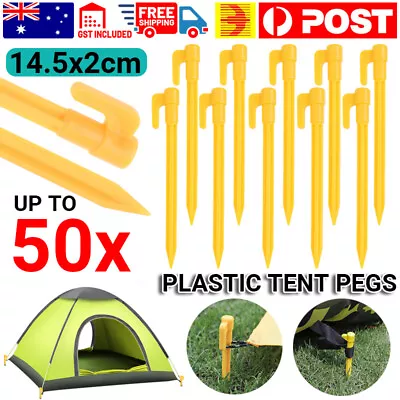 $10.99 • Buy 10-50X Plastic Tent Awning Pegs Nails Sand Ground Stakes Outdoor Camping 14.5CM