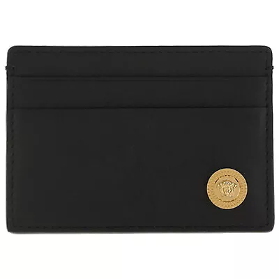 Versace Credit Card Holder Men Medusa DPN2467-1A03190_1B00V Black Leather • $431.20