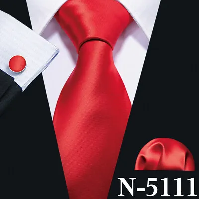 Mens Tie Silk Classic Paisley Floral Wedding Necktie Pocket Square Cufflinks Set • £10.99