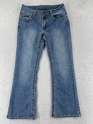 Flavour By Bubblegum Pants Womens 10P Blue Denim Jeans Flared Ramie Blend • $17.59