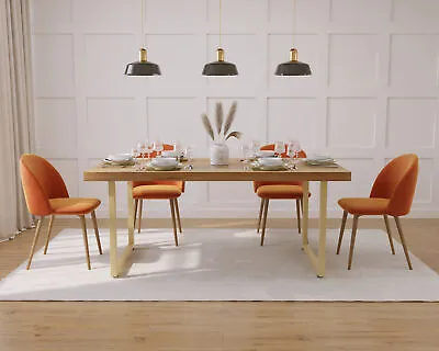 Industrial Mango & Brass Dining Set - Velvet Chairs • £804.64