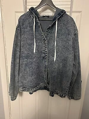 Plus Size Denim Bomber Jacket With Hood 24/26 Brand New  • £8