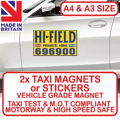 2x TAXI MAGNETIC SIGNS OR STICKERS PRIVATE HIRE BUSINESS MINIBUS COLOUR PRINTED • £9.99