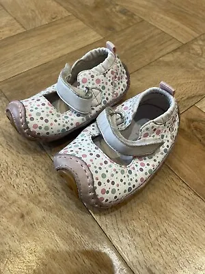 Umi Pearl Baby Shoes Girls Size 2 Multi Colour Dots Leather Hook & Loop Ballet • £2