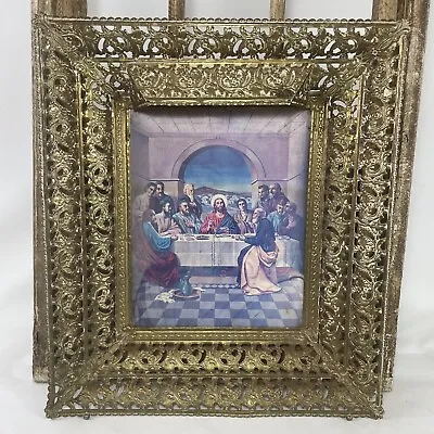Vintage Jesus Last Supper 3D Lenticular Hologram Picture Frame No Light 15.25” L • $26