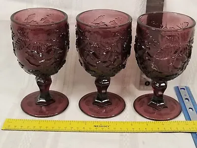 3 L G Wright Purple  Madonna Inn  Flat Rose Wine Glass Water Goblet 6 1/2  • $73.31