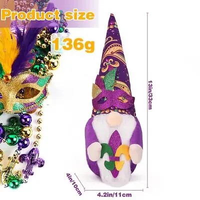 Mardi Gras Gnomes Party Decorations Mardi Gras Beads Mask Gnomes Plush Decor~ • £7.60