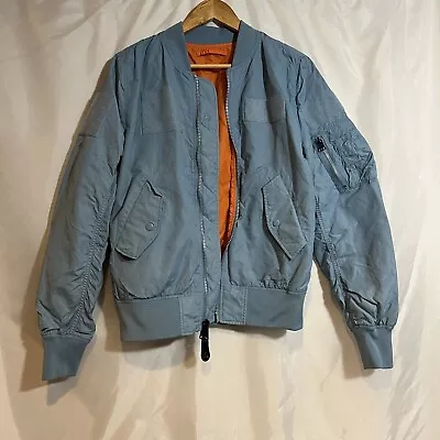 Alpha Industries Alpha MA-1 Flight Jacket Mens S Blue Orange Reversable Bomber • $129.99