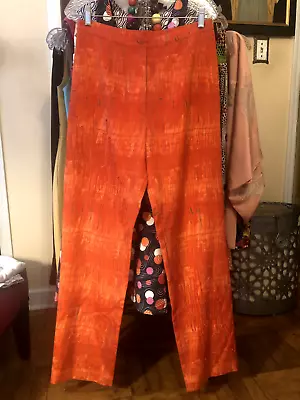 Vera Cristina Orange Silk Palazzo Pants - NWOT - Size 10 • $55