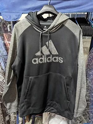 Adidas ~ Climawarm Black & Gray Pullover Hoodie Sweatshirt Logo ~ Size 2XLT • $22