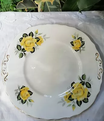 Vintage COLCLOUGH England Yellow Roses Bone China Ridgway Potteries Cake Plate  • $25.50