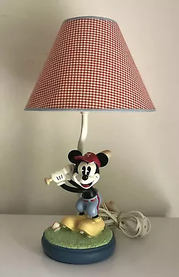 Disney Vintage Mickey Mouse Lamp Base & Shade Sports Nursery Decor Baseball EUC • $44.50