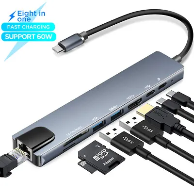 USB C Hub 8-Port Adapter Charger Splitter USB Expander For Macbook Pro/iMac/PC • $21.99