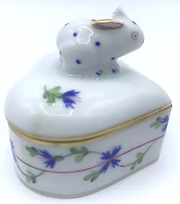 Herend Hungary Rabbit Finial AS IS Heart Trinket Box Hand Painted READ • $9.99