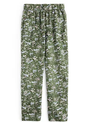 J. Crew Collection Sz0P Silk Twill Green Ivy Jungle Cat Pull On Easy Pants • $40