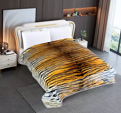 Super Heavy 1890GSM Super King Mink Blanket Two Layers Winter Warm 10kg Tiger • $159.99