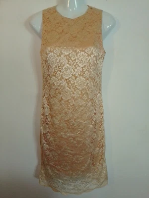 £24.99 • Buy Charlotte Halton Apricot Sleeveless Lace Knee Length Dress Size 10