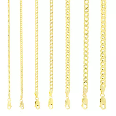 $75.99 • Buy 10K Yellow Gold 2mm-7mm Curb Cuban Chain Link Pendant Necklace Bracelet, 7 -30 
