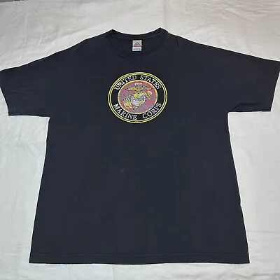 Vintage 2000s United States Marine Corps USMC Seal Emblem Faded T-Shirt Size XL • $19.20