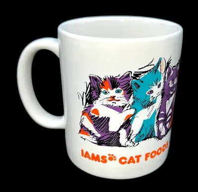 Vintage 70s/80s White IAMS Catfood Multiple Cat Coffee Mug Cup • $17.49
