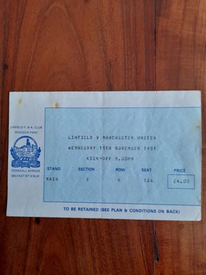£12.99 • Buy Linfield V Manchester United 1981 Ticket Stub 