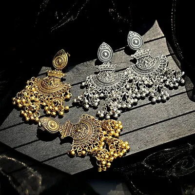 £3.95 • Buy Women's Metal Tassel Jhumka Indian Ethnic Bollywood Boho Dangle Earrings Jewelry