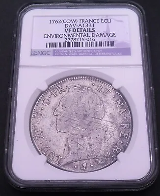 1762(Cow) France Ecu  PCGS VF Details  Nice Silver  Coin          # 1542 46-3 • £67.29