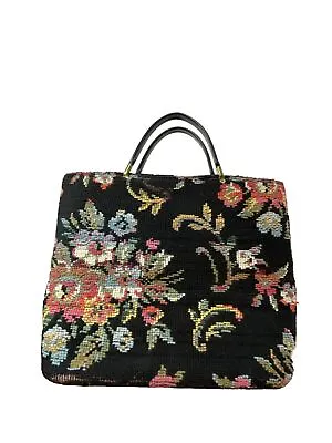 Vintage Jaclyn Floral Needlepoint Purse Carpet Bag Style Large Midcentury 1960s • $39.99