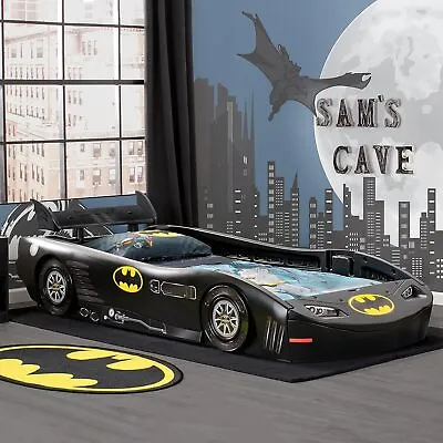 Batman Kids TWIN BED W/ Guardrail Batmobile Kids Car Furniture Child Racing Whee • $426.40