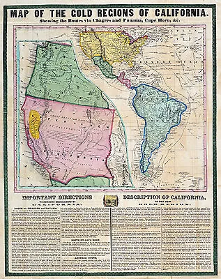 $37.95 • Buy 1849 Mining Map California Gold Rush Regions Wall Poster Vintage History Print