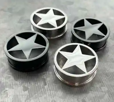 $14.95 • Buy PAIR Surgical Steel Star Screw Fit Tunnels Ear Plugs Earlets Gauges Body Jewelry