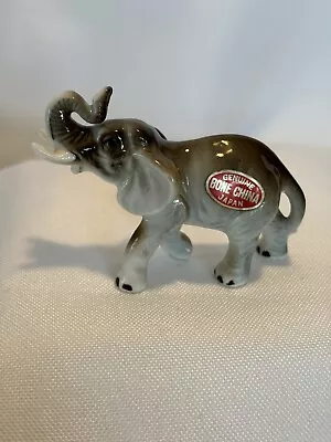 Vintage Mini Elephant With Tusks & Trunk Up Figurine Japan Genuine Bone China • $10