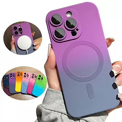 For IPhone 15 Pro Max 14 13 12 11 Gradient TPU Mag Safe Magnetic Case+Lens Cover • $6.99