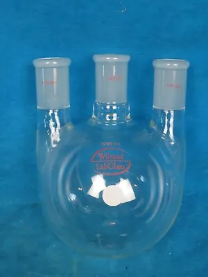$47.95 • Buy Wilmad Labglass 1000ml 3 Neck Round Bottom Boiling Flask, 24/40 Three Neck