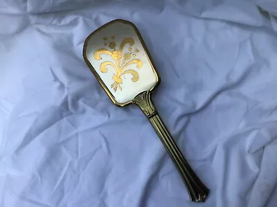 Vintage Goldtone Floral Nylon Bristle Hand Held Vanity Hair Brush • $15