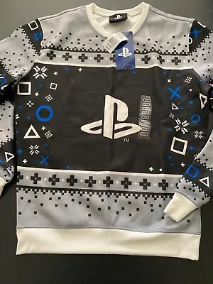 $22 • Buy PlayStation Christmas Ugly Holiday Sweater New Mens Medium Black Gray PS