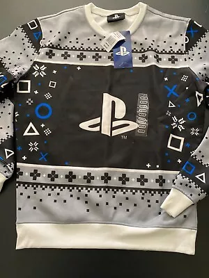 $22 • Buy PlayStation Christmas Ugly Holiday Sweater New Mens Medium Black Gray PS