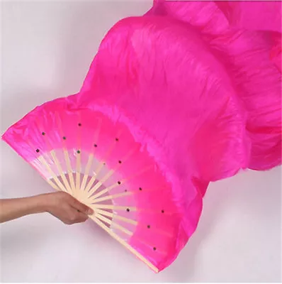 £8.39 • Buy 1.8m Belly Dance Bamboo Silk Fans Veils1 Pair/2Pcs