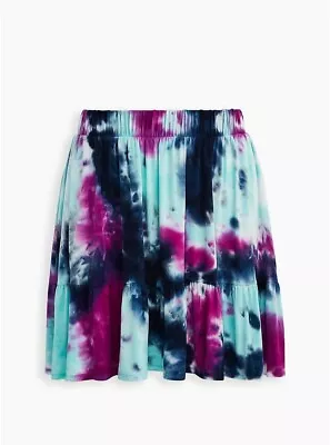 Torrid 1 (14-16) PURPLE TIE-DYE SUPER SOFT TIERED MINI CIRCLE SKIRT New With Tag • $45