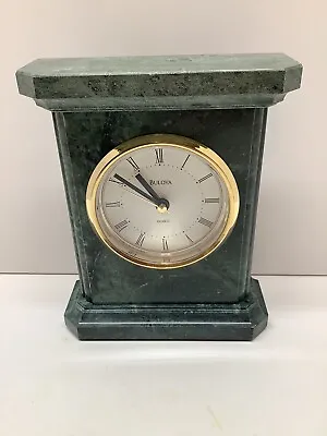 Bulova Stonington Green Marble Mantel Shelf Clock 7.25” X 6” X 2” • $62.99