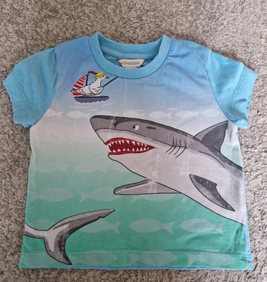 £4.50 • Buy Monsoon Baby Boy 12-18 Months Shark T Shirt