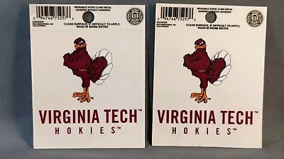 Set Of 2 Virginia Tech Hokies 3” X 3 1/2” Static Cling Window Decal Emblem NCAA • $6.50