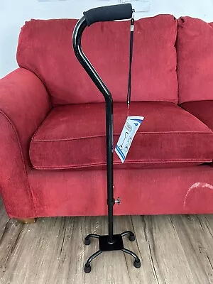 RMS Quad Adjustable Walking Cane With 4 Pronged Base For Extra Stability - Black • $34.99