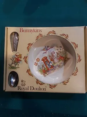 Vintage Royal Doulton England Bunnykins Nursery Set Baby Plate & Feeding Spoon • $17.99