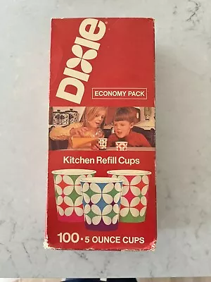 Vintage New Old Stock Sealed Box Dixie 5oz Cups 100 Count 1970s Mod Designs • $25.95