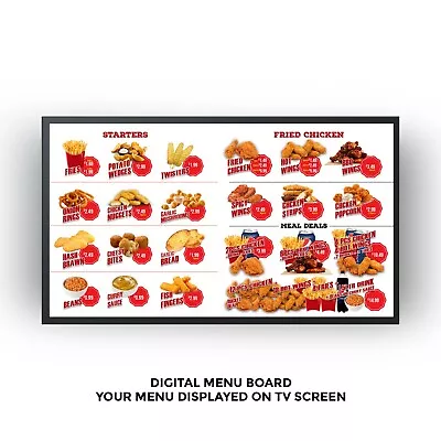 Digital Menu Board Design TV Menu Restaurant Menu Board Digital Signage • £40