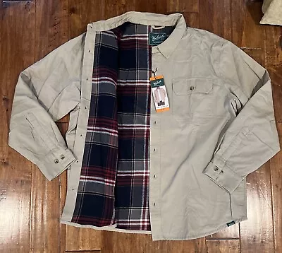NWT Woolrich Flannel Lined Shirt Jacket Mens XXL 2XL Brown Button Up Outdoor • $32.11