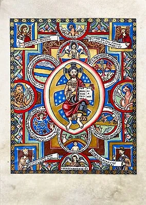 Hand Painted Old Look Illuminated Manuscript The Gospels Of Henry The Lion • $650