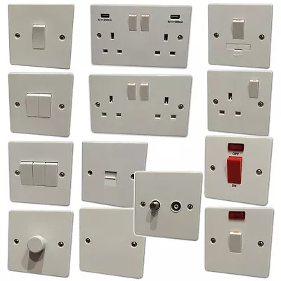 White Plastic Light Switches USB Plug Sockets Dimmer & Cooker Switches • £3.95